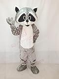 Robbie Raccoon with White Belly Mascot Costume Adult Size for Men & Women with Built-in Fan Inside the Head