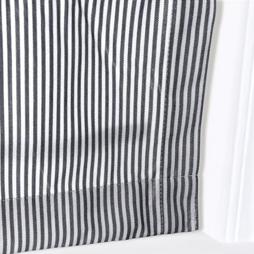 Image of TWOPAGES No Drill Cordless Farmhouse Ticking Stripe Roman Shades Roman Blinds for Windows, Custom Made Light Filtering Blackout Blinds Shades for French Door, Black Pinstripe, 1 Piece