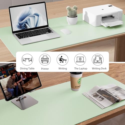 Image of Aothia Large PU Leather Desk Pad Protector - Non-Slip Mouse Pad & Writing Mat for Office /Home, Waterproof, Easy to Clean (23.6 inch x 13.7 inch, Aqua)