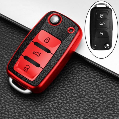 Funda de cuero para llave de coche VW Tiguan Polo Skoda Octavia Fob