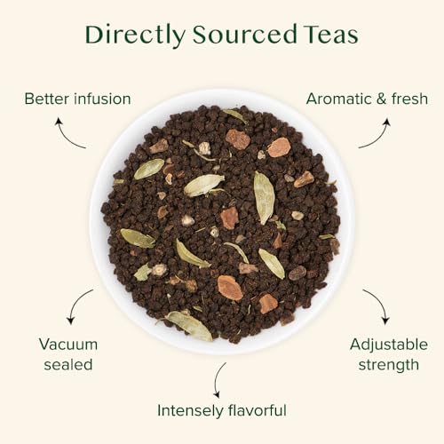 Image of VAHDAM Earl Grey Masala Chai - High Caffeine, Non GMO, Gluten Free | Citrusy Earl Grey Tea Leaves w / Pure Bergamot Oil | Brew Hot, Iced or Chai Latte | Vacuum Sealed Pack (50 Cups /3.53 oz)