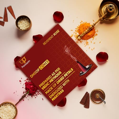 Image of Energized Dry Dhoop Cones | 40 Cones | Pack of 2 | Fragrance Rose Incence Cones | Bamboless Dhoop for Pooja Organic Dhoop Cones for Puja and Home