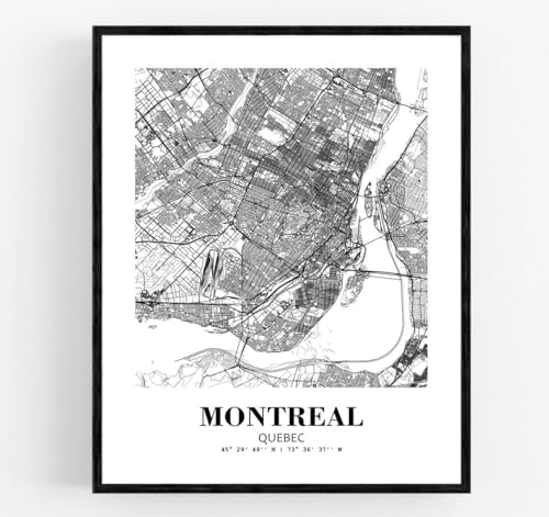 Eleville WGN408M 11X14 Unframed Montreal Canada City View Abstract Road Modern Map Art Print Poster Wall Office Home Decor Minimalist Line Art Hometown Housewarming Wgn408 cover