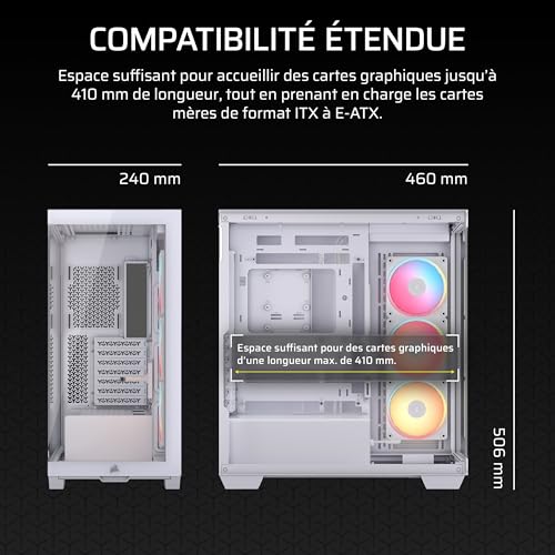 CORSAIR 3500X LX-R RGB Boîtier PC Moyen-Tour – 3 Ventilateurs RGB LX120-R Préinstallés, Comprend System Hub, Peut Accueillir Jusqu'à 10 Ventilateurs de 120 mm - Blanc