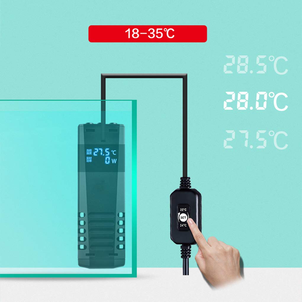 Calentador de Acuario Calentador de acuario sumergible Calentador de termostato automático con ventosa, pantalla LED de temperatura, calentador de tanque de peces, conversión de frecuencia Ahorro de