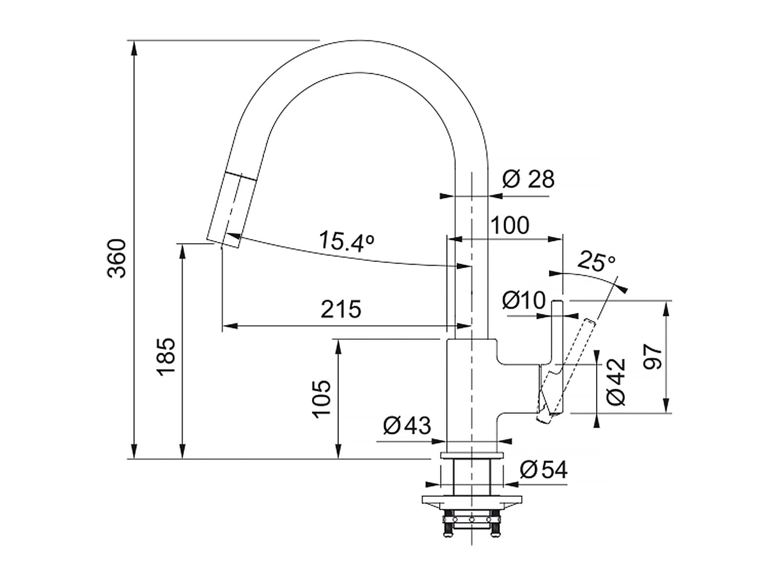 FRANKE 115.0626.053, Rubinetto per lavello da cucina Lina pull-out, Nero opaco