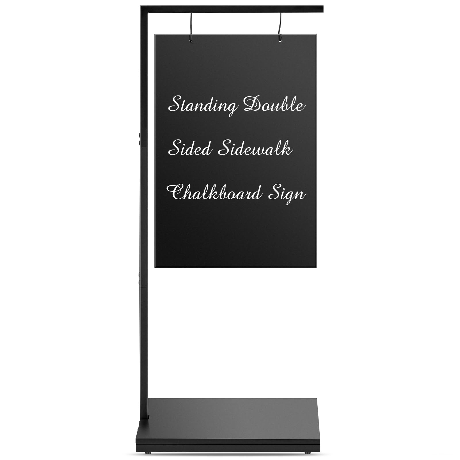 Chalkboard Sign with Metal Base 18 x 43 Double Sided Hanging Sidewalk Chalk Sign Message Hanging Chalkboard Sign Menu Sandwich Board Signs Outdoor for Restaurant, Business, Cafe, Wedding
