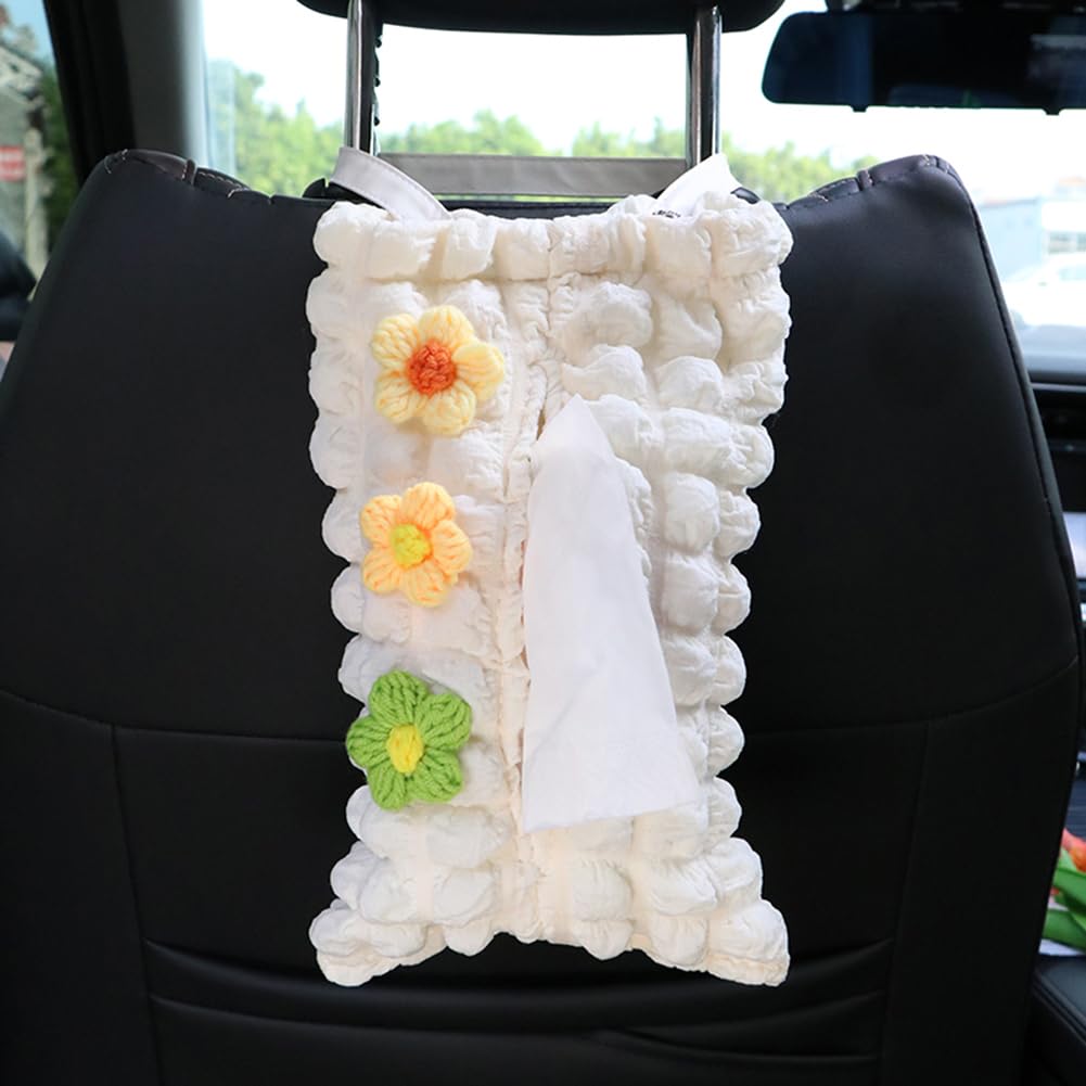 Qinqin Store Girls Panda Style Creative Car Tissue Holder Hanging Rectangular Facial Tissue Box Cover Car Cartoon Decorative Tissue Holders Organizer (, 28×18Cm/11.02"×7.09")
