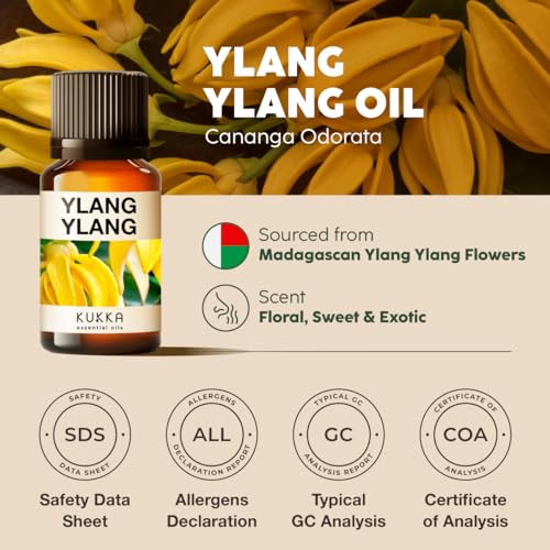 Image of 100% Pure Ylang Ylang Oil - 0.34 Fl Oz Ylang Ylang Essential Oil for Hair, Skin, Diffuser, Aromatherapy & DIY Soap Making Scent