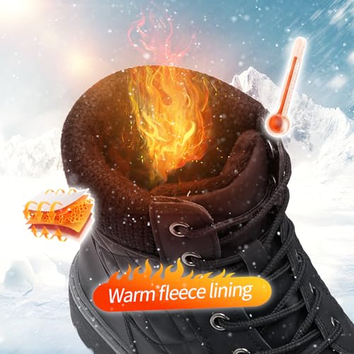 Adokoo Boots for Women Waterproof Fall Winter Ankle Boots Snow Black Combat Boots Lace Up Non Slip for Hiking Work3