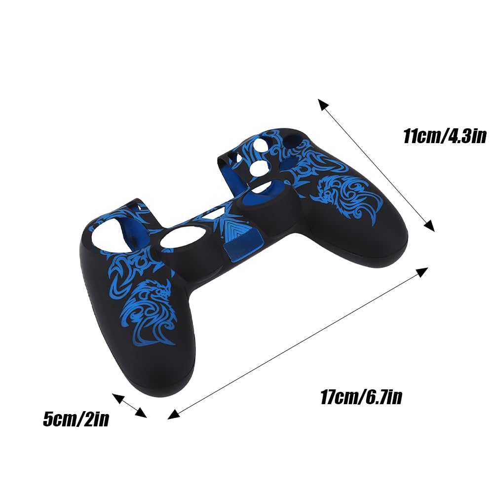 Peau Manette PS4, Coque Souple Caoutchouc Silicone étui Protection Anti Dérapant Housse Jeu San Fil PS4 Skin Cover Jeux Compatible Contrôleur Couverture Case Glissement Transfert Eau Résistant