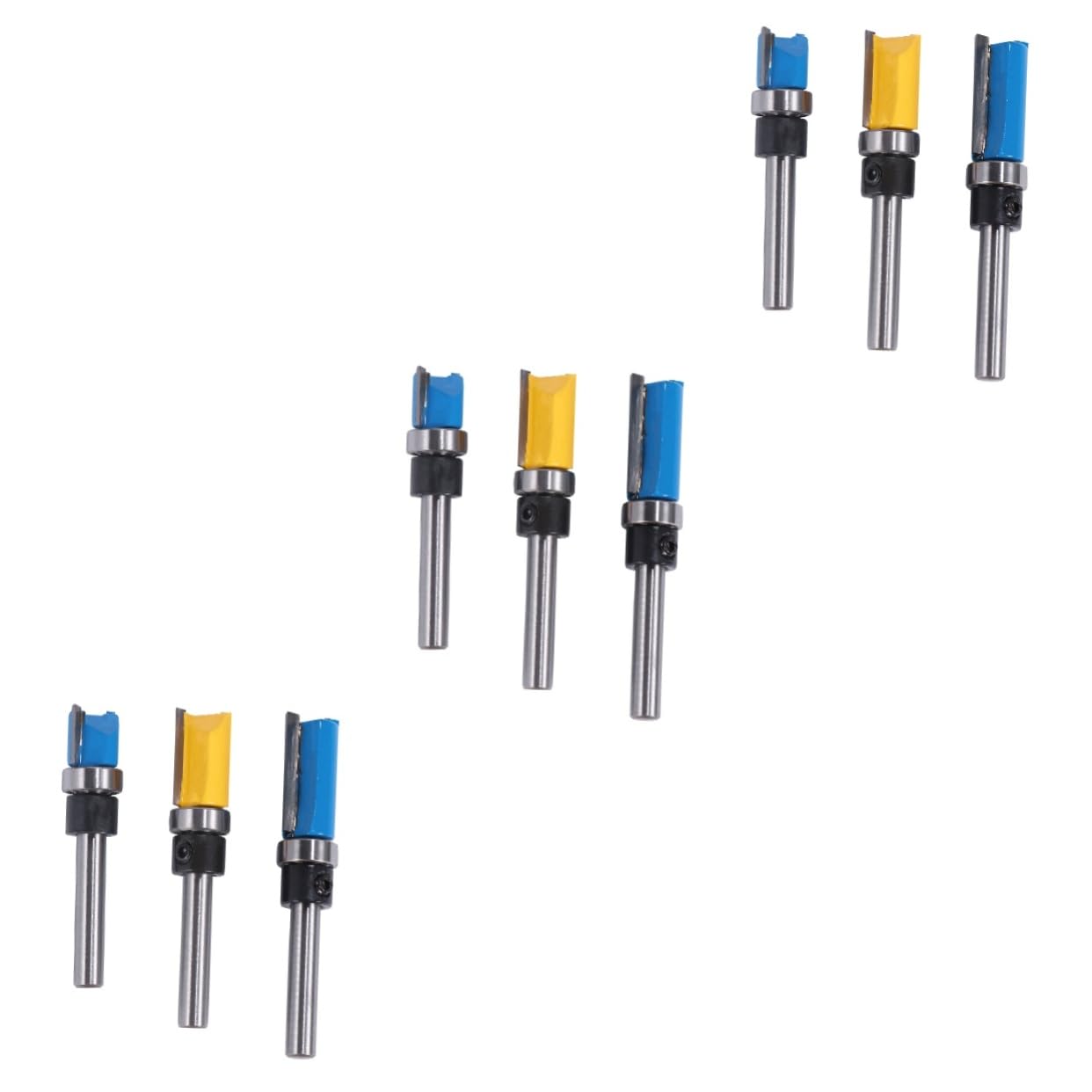 PartyKindom 9pcs Handle Flush Trim Router Bit for Woodworking Precision Wood Milling Cutter for Solid Wood Plywood and Particle Board High Toughness and Impact Resistance