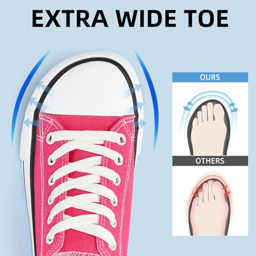 BACSAC Canvas Shoes for Women Classic Fashion Sneakers Lace Up Low Top Canvas Casual Sneakers Lightweight Breathable Comfort Wide Toe Shoes - Image 3