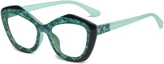 Reading Glasses, Women Fashion Vintage Anti Blue Light Presbyopia Reading Glasses, Irregular Cat Eye Glasses Frame, Parents Gift (Color : Purple Clear, Size : +100) (Green Clear 250)
