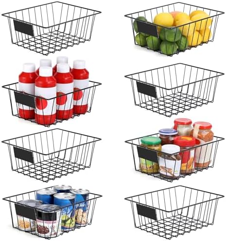 8 Pack Wire Storage Baskets for Organizing with Removable Tags, P...