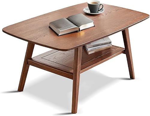 Miniatura 10 de Mesa de centro de madera - Mesa de centro de roble de 2 niveles - Mesa de centro moderna con estante de almacenamiento para sala de estar,