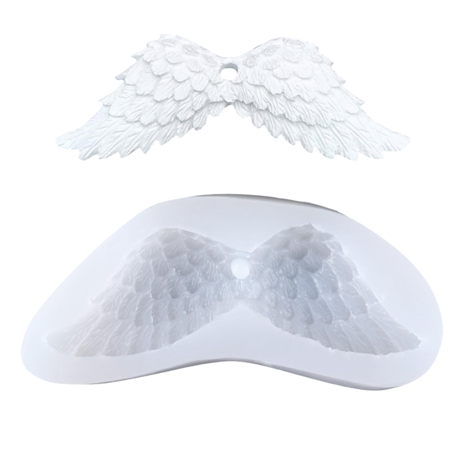 DCYQAIN Angel Wings Silicone Mould, White Reusable Resin Casting Mold, Fondant DIY Craft Tool for Jewelry Pendant Keychain Cake Decor Making (11.4x5.3x1.8cm)