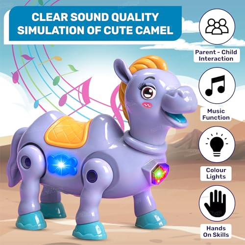 Image of Zest 4 Toyz Musical Toy for Kids | Musical Camel Toy for Kids | Flashing Lights & Sound Toys | Interactive Baby Crawling Toy | Battery Operated Toys | Birthday Gift for Boys and Girls - Purple