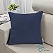 CaliTime Throw Pillow Covers Pack of 2 Ultra Soft Solid Color Corduroy Striped Decorative Cushion Cases for Couch Bed Sofa 18 X 18 Inches Navy Blue