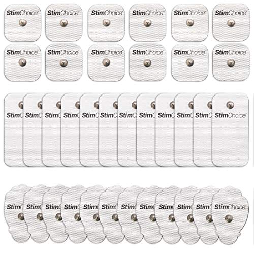 StimChoice TENS Unit Pads Snap Electrodes, 36 Count Variety Pack - Premium Quality OTC TENS Pads - Compatible with TENS Machines with Snap Electrode Pads, Replacement Electrodes Value Pack, White