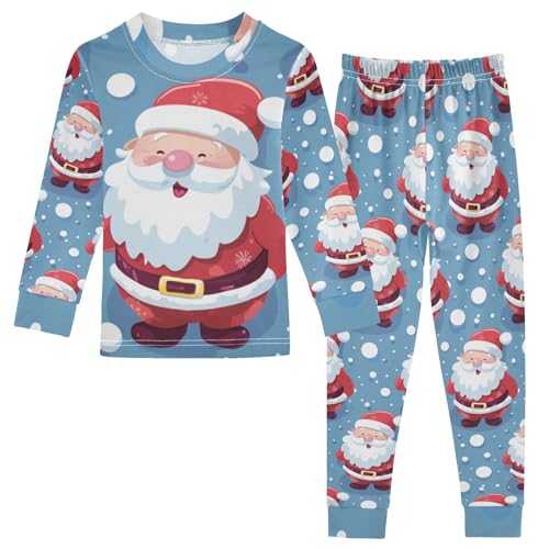 Fustylead Christmas Santa Claus in Winter Long Sleeve Top and Matching Bottom Cotton Pajama Sets