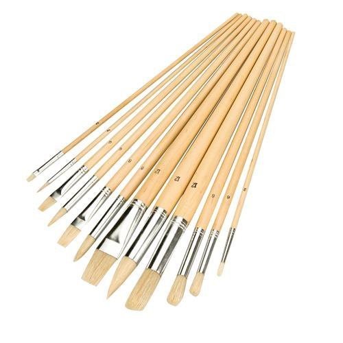 12 Piece 2mm-12mm Mixedtip Paint Brush Set -Finishing Painting Priming Fine