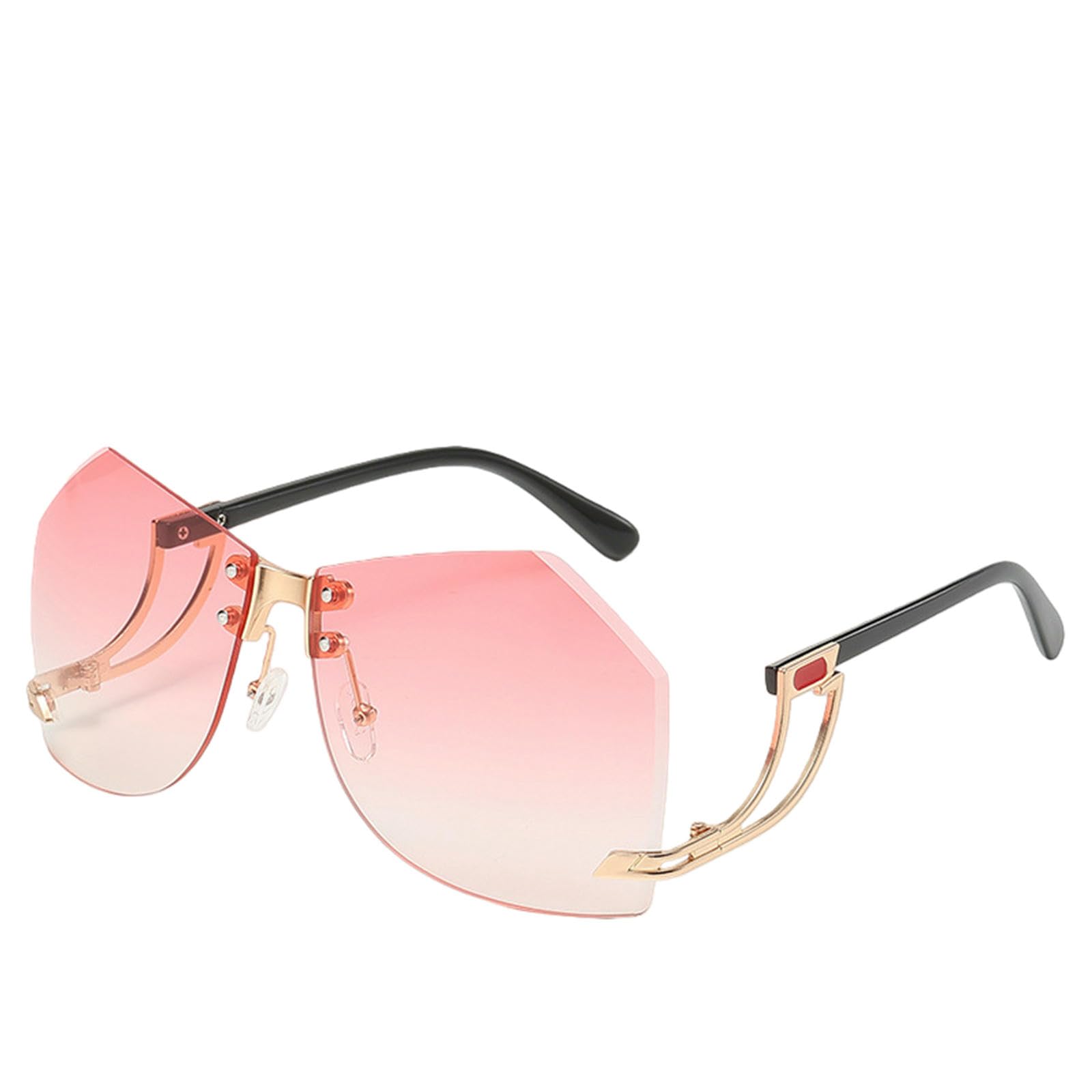 Gyios sunglasses Women Alloy Frame Oversize Gradient Fashion-gold-rimmed Pink