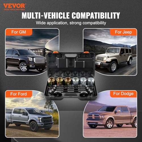Image of VEVOR Pull and Press Sleeve Kit, 26 PCS, Steel Bush Removal Insertion Sleeve Tools with Carrying Case, Compatible with LCV and HGV Engines, for Removing and Installing Bushings, Bearings, and Seals