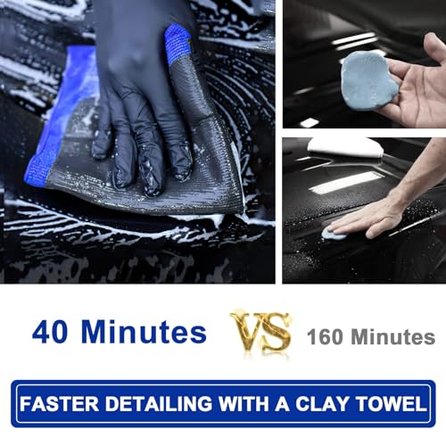 Image of Clay Towel 2 Pack Auto Detailing - Fine Grade Microfiber Car Chamois Towel - DIY Detail Clay Bar Alternative