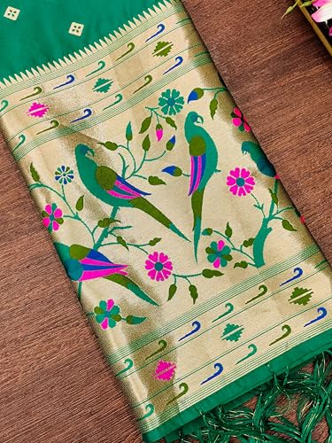 Image of DEVANGI Women's Woven Paithani Banarasi Silk Dupatta /Chunni For Women, Floral Print 1 Meter Wide and 2.3 Meter Length Printed Designer Dupatta /Chunni For Girls
