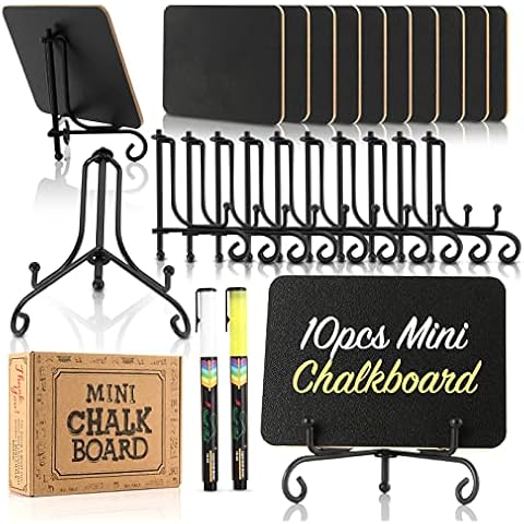 Mini Chalkboard Signs for Food, 10 Pack Food Name Tags or Cards for Chafing Dish Buffet Set with Stand, Small Chalk Board Labels for Mimosa Bar Supplies or Serving Dishes for Entertaining with 2 Pens Cover