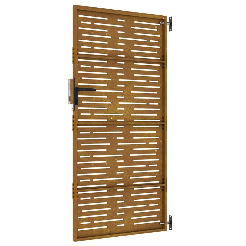 vidaXL Furtka ogrodowa, 85x175 cm, stal kortenowska, motyw prostokątów