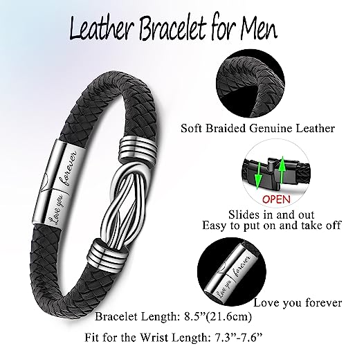 Pulsera de cuero trenzado negra para hombre miniatura 7