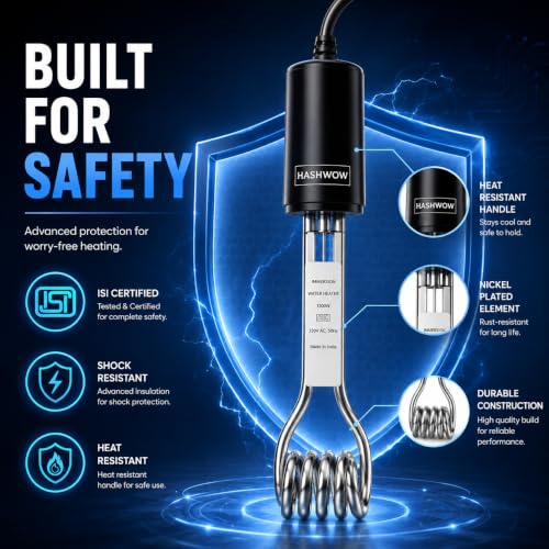 Image of HashWOW 1500W Immersion Water Heater Rod for Bucket, ISI Certified