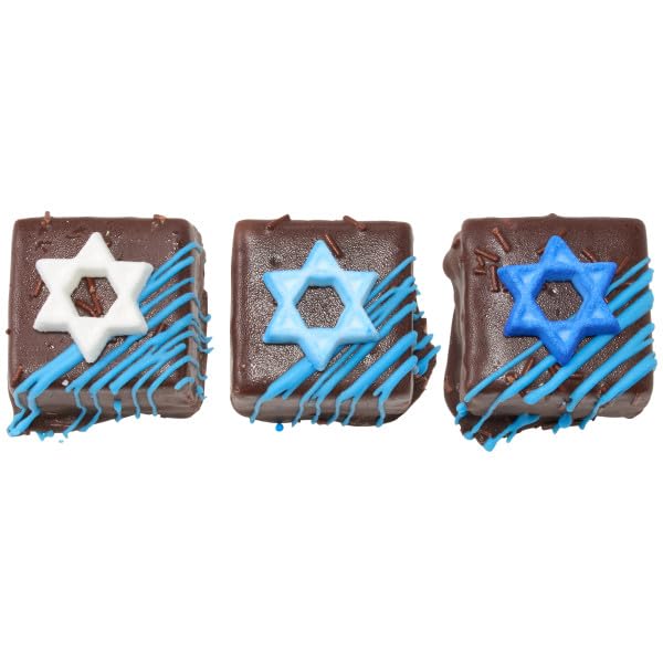 Miniatura 2 de NCS Mini decoración de azúcar comestible azul y blanco con estrella de David, 24 unidades, ideal para cupcakes, galletas, pasteles, pasteles