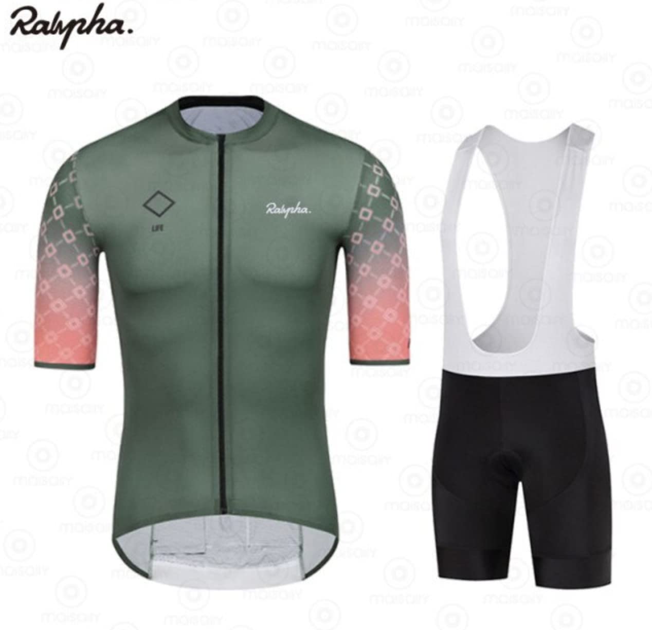 GenericRALPHA 2021 New Men's Cycling Jersey Short Sleeve Bib Shorts Set Cycling Clothing 19D Pad Cycling Clothing Set