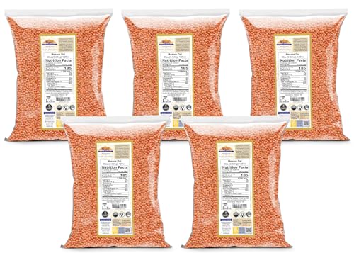 Image of Rani Masoor Dal (Indian Red Lentils) Split Gram 128oz (8lbs) 3.63kg x Pack of 5 (Total 40lbs) Bulk ~ All Natural | Gluten Friendly | NON-GMO | Kosher | Vegan | Indian Origin