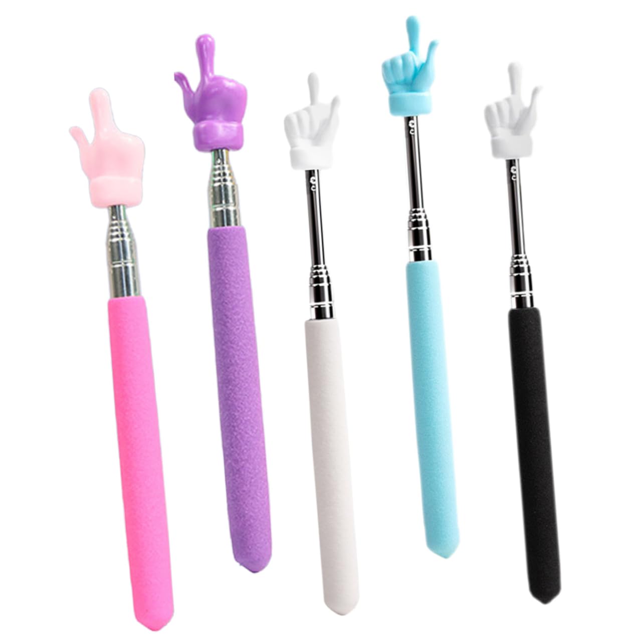 HAPINARY 5pcs Extendable Teacher Pointer Sticks Blackboard Pointing Rods for Classroom Teaching Includes Lake and Colors