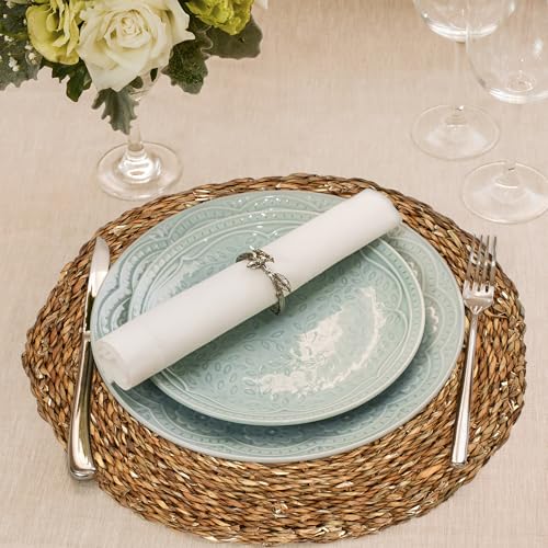 Sets de napperons ronds en matériaux naturels jacinthe d'eau 38cm - 6