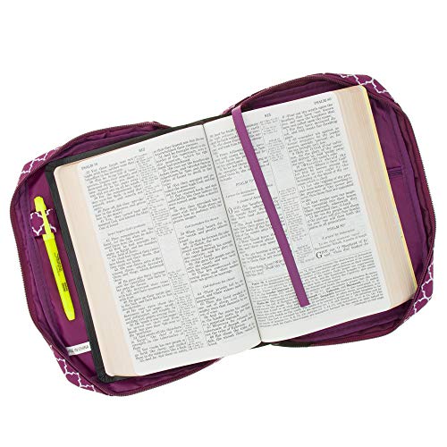 Good Ruby Compact Bible Cover With Handle, Book Protector With Pocket Colorful Trellis Protector Carriers For Books (Purple) #TOP3
