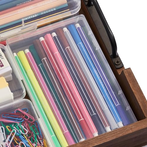 Image of Goodma 6 Pieces Rectangular Empty Mini Clear Plastic Organizer Box | 180 x 110 x 30 mm, Hinged Lids, For Small Items, Craft Projects
