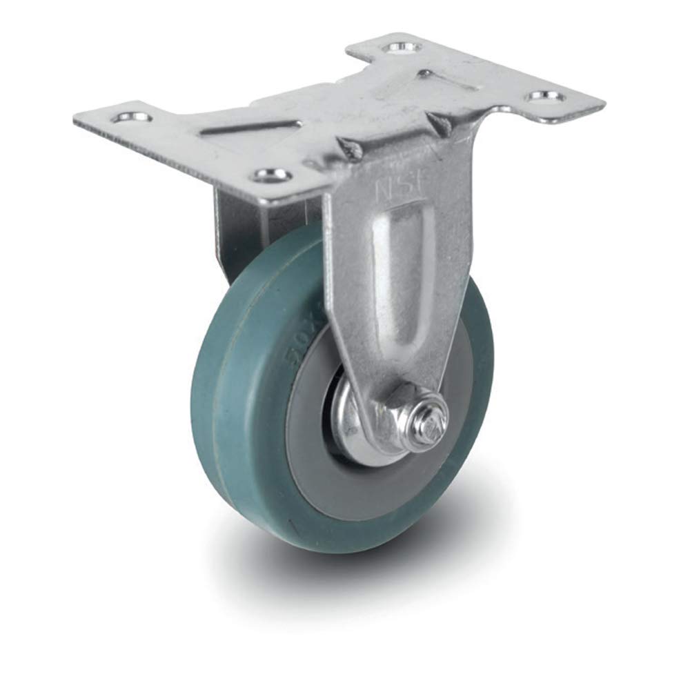 1pc 50-75 mm (1.5"-2.5") NSF Germany Grey Rubber Steel Hub Plain Bearing Caster Wheel for Trolley/Furniture | Load Capacity 35-55 kg (75 mm, Fixed)
