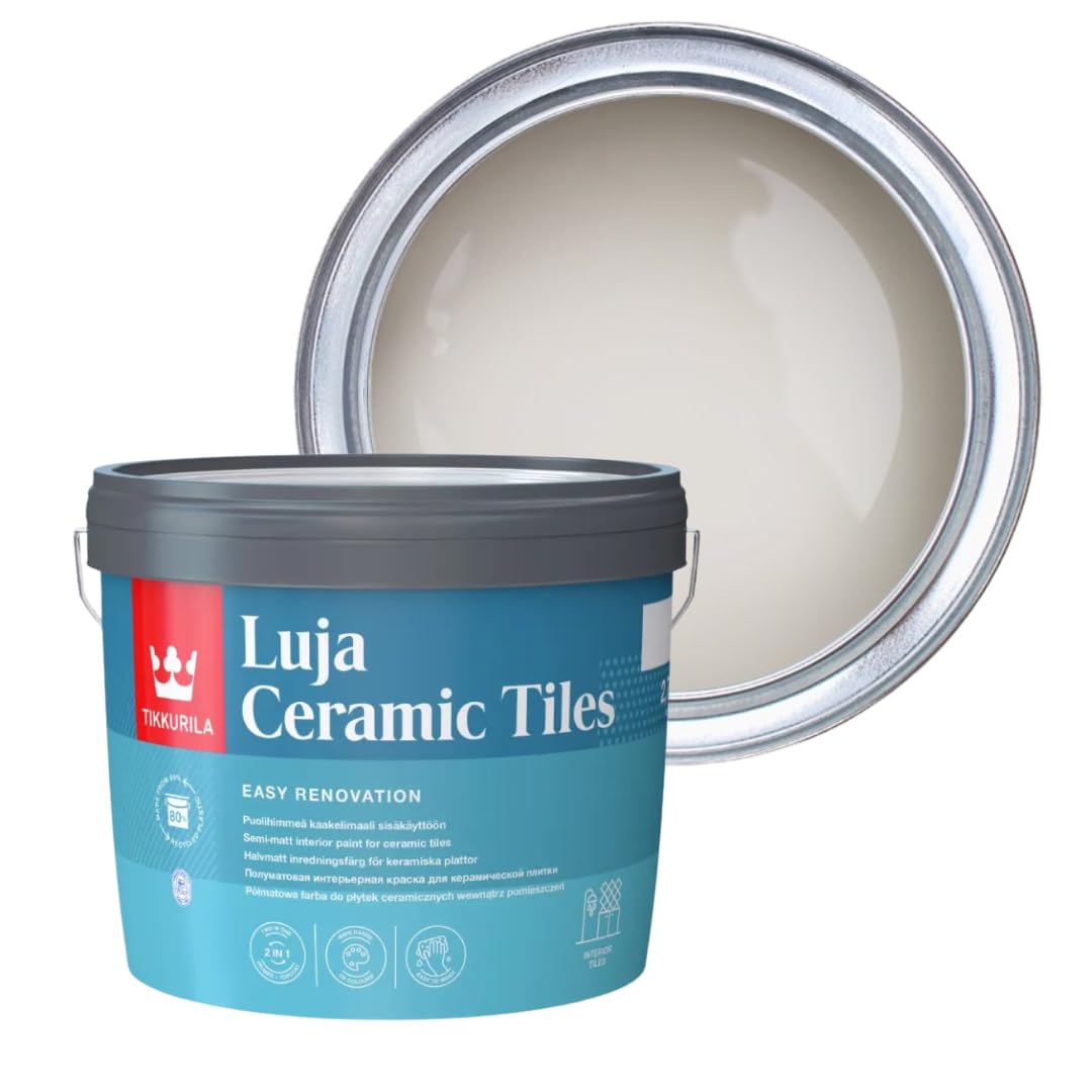 TIKKURILA Luja Ceramic Tiles - Semi-matt paint for Ceramic Tiles - Available in White & 15+ Colours (Median X486, 3 Litres) โ image 1