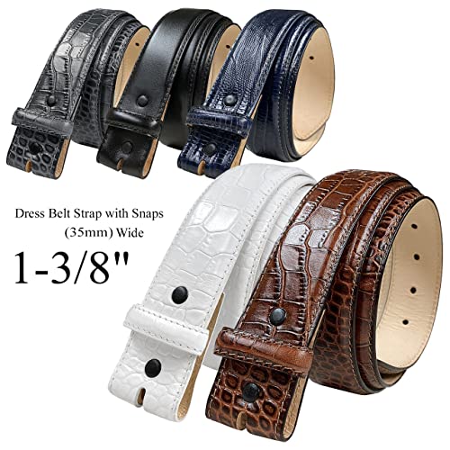 Full-Grain Cowhide Genuine Leather Dress Belt Strap with Snaps,1-3/8"(35mm) &1-1/2"(38mm) Wide2