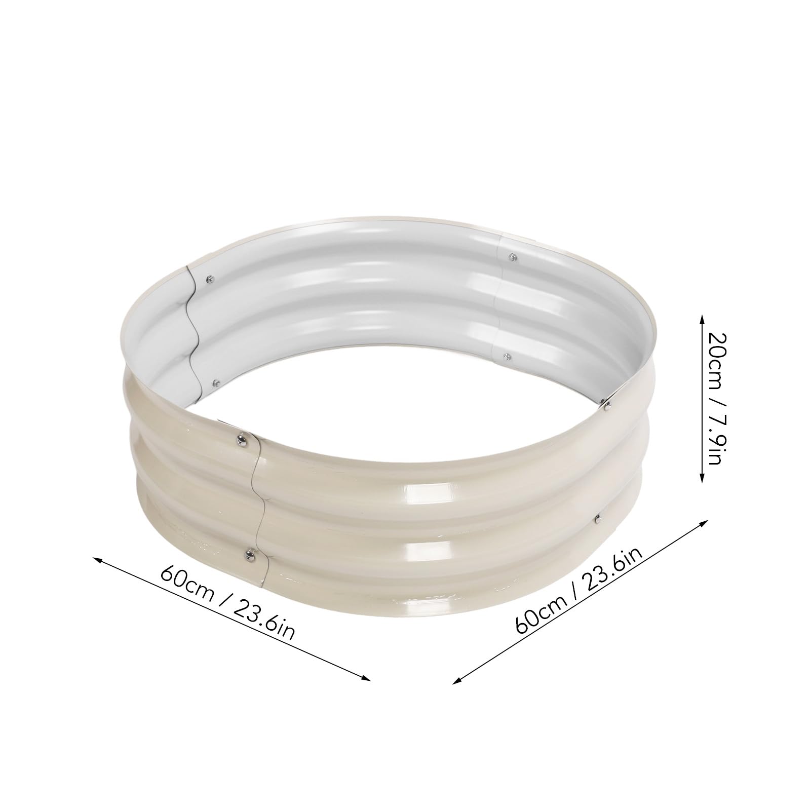 Lybunair Metal Raised Garden Bed Kit, Fruits Vegetables Flowers Planter Box for Garden Home School Street Villa, 60x60x20CM (Ivory White)