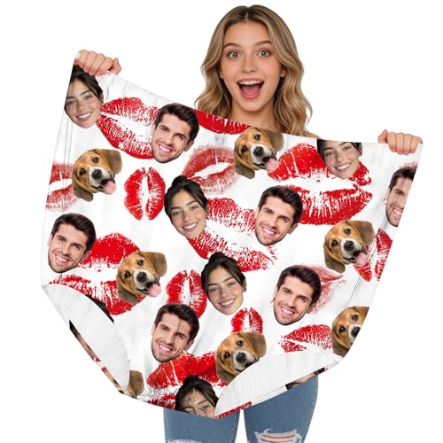 Wunnxikiee Personalisiertes Spaß-Geschenk Für Erwachsene,Riesen Oma-Schlüpfer Mit Foto-Druck,Lustige Unterhose In One Size Für Damen & Herren,Originelles Jux-Geschenk Für Party & Karneval (B)