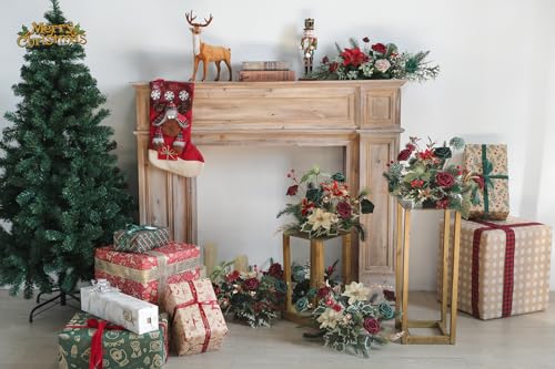 Serra Flora Artificial Christmas Flowers Greenery Combo Box Set Faux Flowers Bulk Flower Leaf With Stems For Diy Tree Ornaments Xmas Wreath Floral Arrangements Centerpieces thumb #4