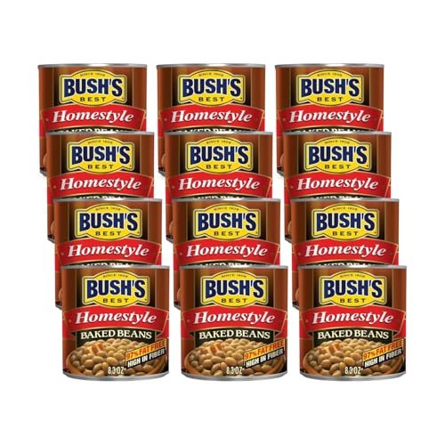Bush’s Best Baked Beans, Homestyle Seasoned Beans In Savory Sauce, Pack Of 12