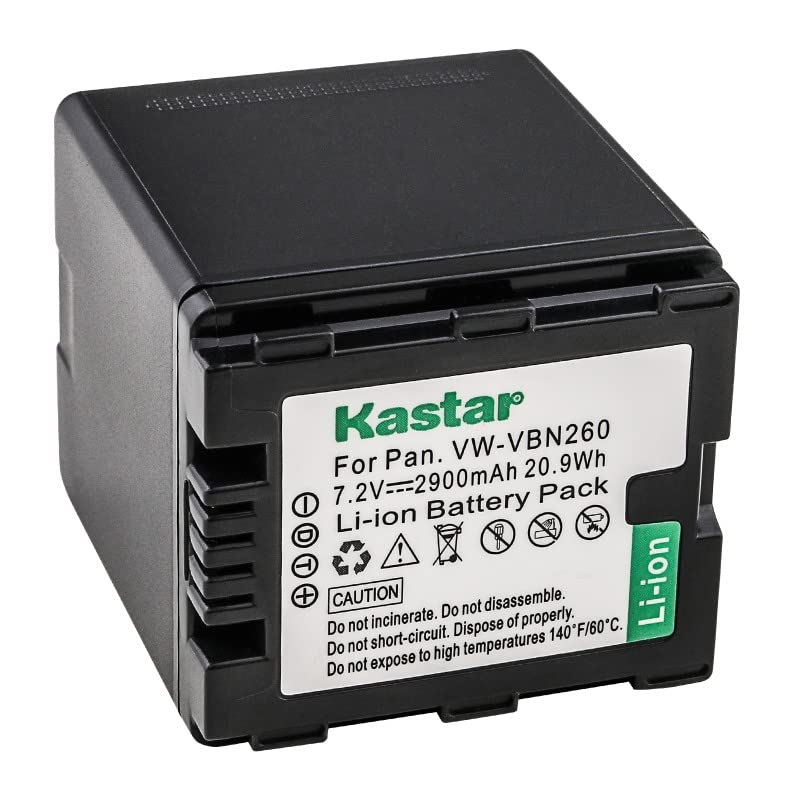 Kastar Battery (1-Pack) for Panasonic VW-VBN260 Work with Panasonic HC-X800 HC-X900 HC-X900M HC-X910 HC-X920 HC-X920M HDC-HS900 HDC-SD800 HDC-SD900 HDC-TM900 Cameras