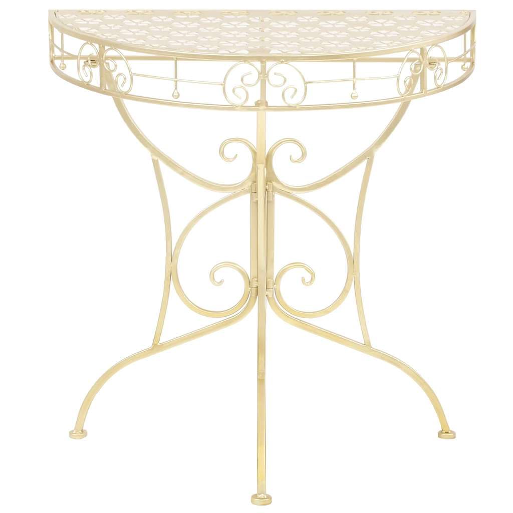 vidaXL Table d'Appoint Vintage Demi-Ronde Métal Doré Table Auxiliaire Console